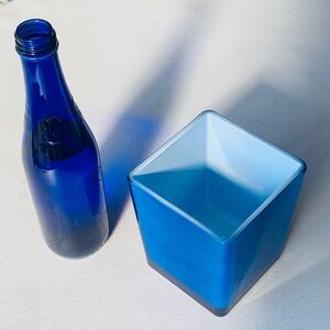 2pcs blue cobalt glassware